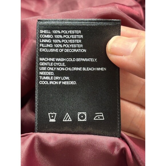 Laundry by Shelli Segal Parka Coat Jacket Burgundy Medium Hooded Quilted - Picture 7 of 16